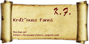 Krénusz Fanni névjegykártya